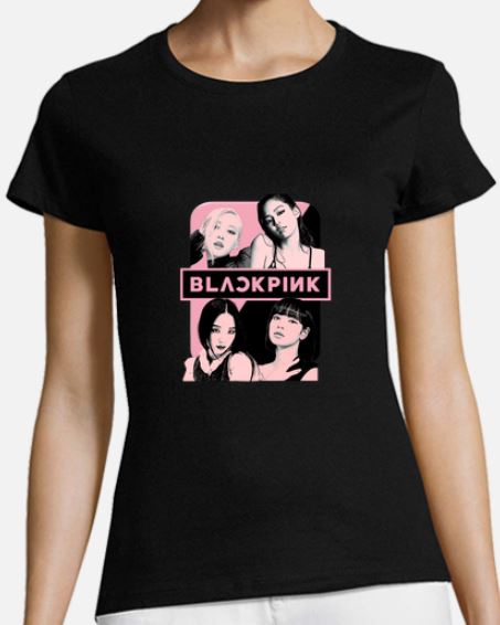 Black Pink PNG Tshirt Woman Black