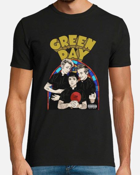 Green Day Man Tshirt PNG Black